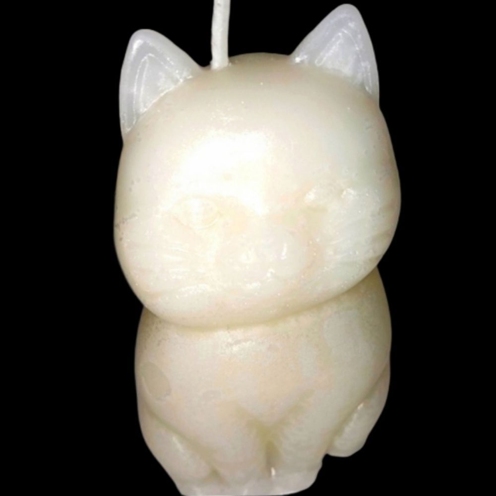Hand crafted limited edition white candle from our Cat Lady candle collection